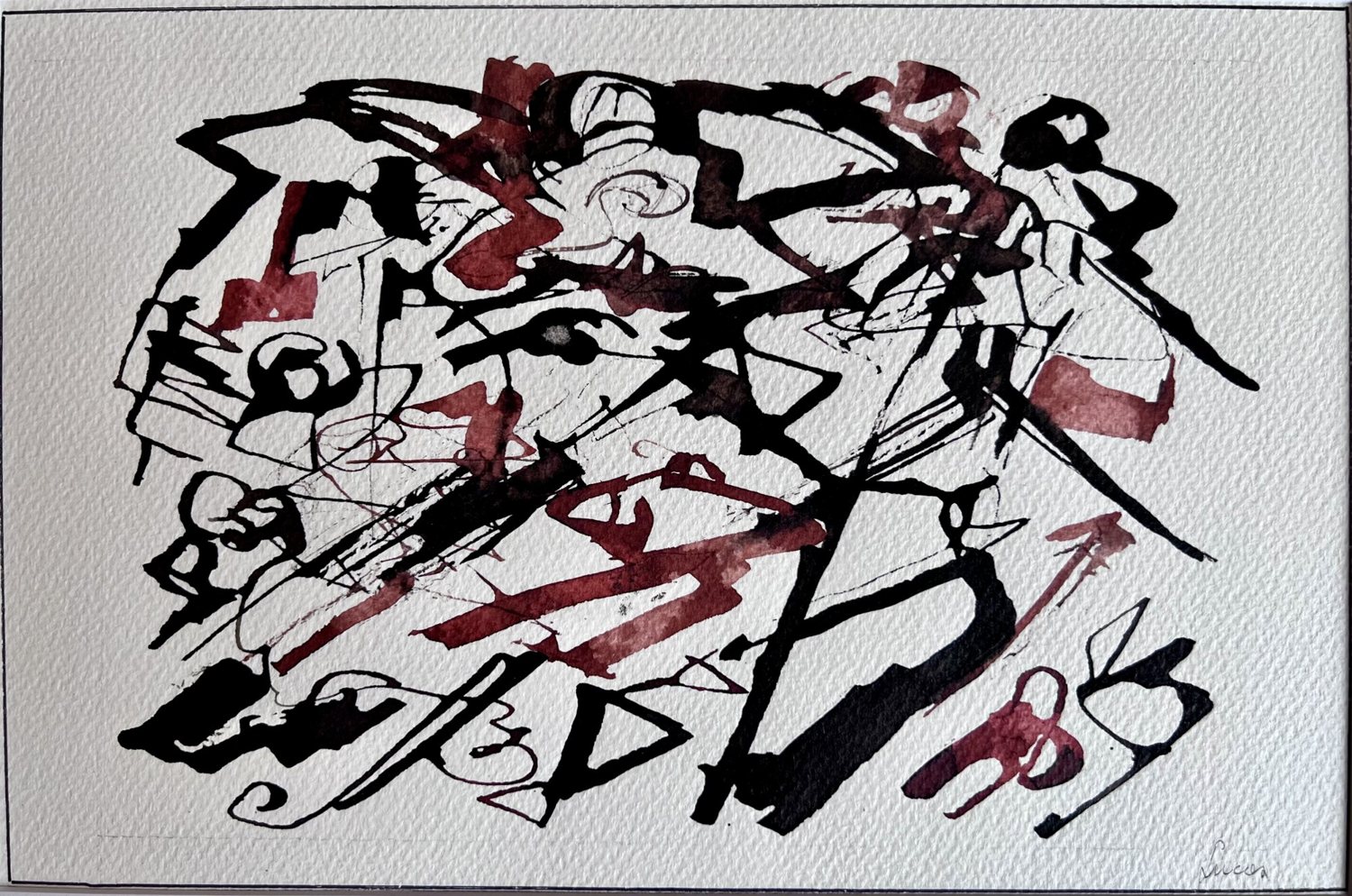 Lucas Neyt, Abstract in rood en zwart